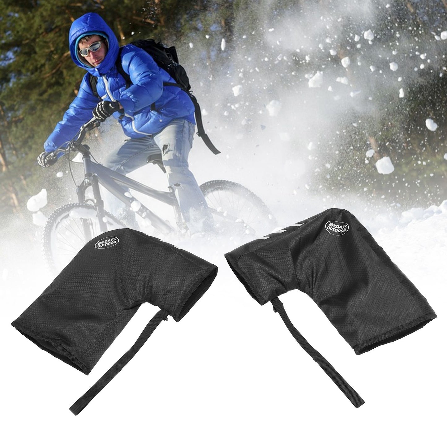 One Pair Bike Handlebar Gloves Waterproof Reflective Bike Handlebar Hand Protector for Winter Cycling V1294-YM0512-3111220302011