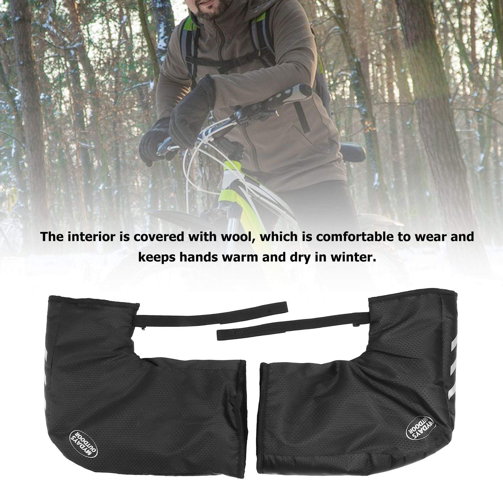 One Pair Bike Handlebar Gloves Waterproof Reflective Bike Handlebar Hand Protector for Winter Cycling V1294-YM0512-3111220302011