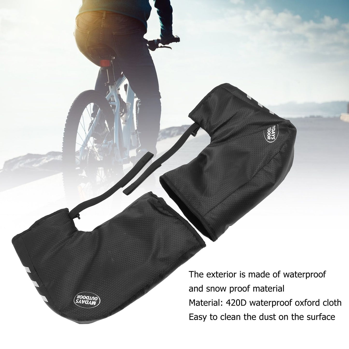 One Pair Bike Handlebar Gloves Waterproof Reflective Bike Handlebar Hand Protector for Winter Cycling V1294-YM0512-3111220302011