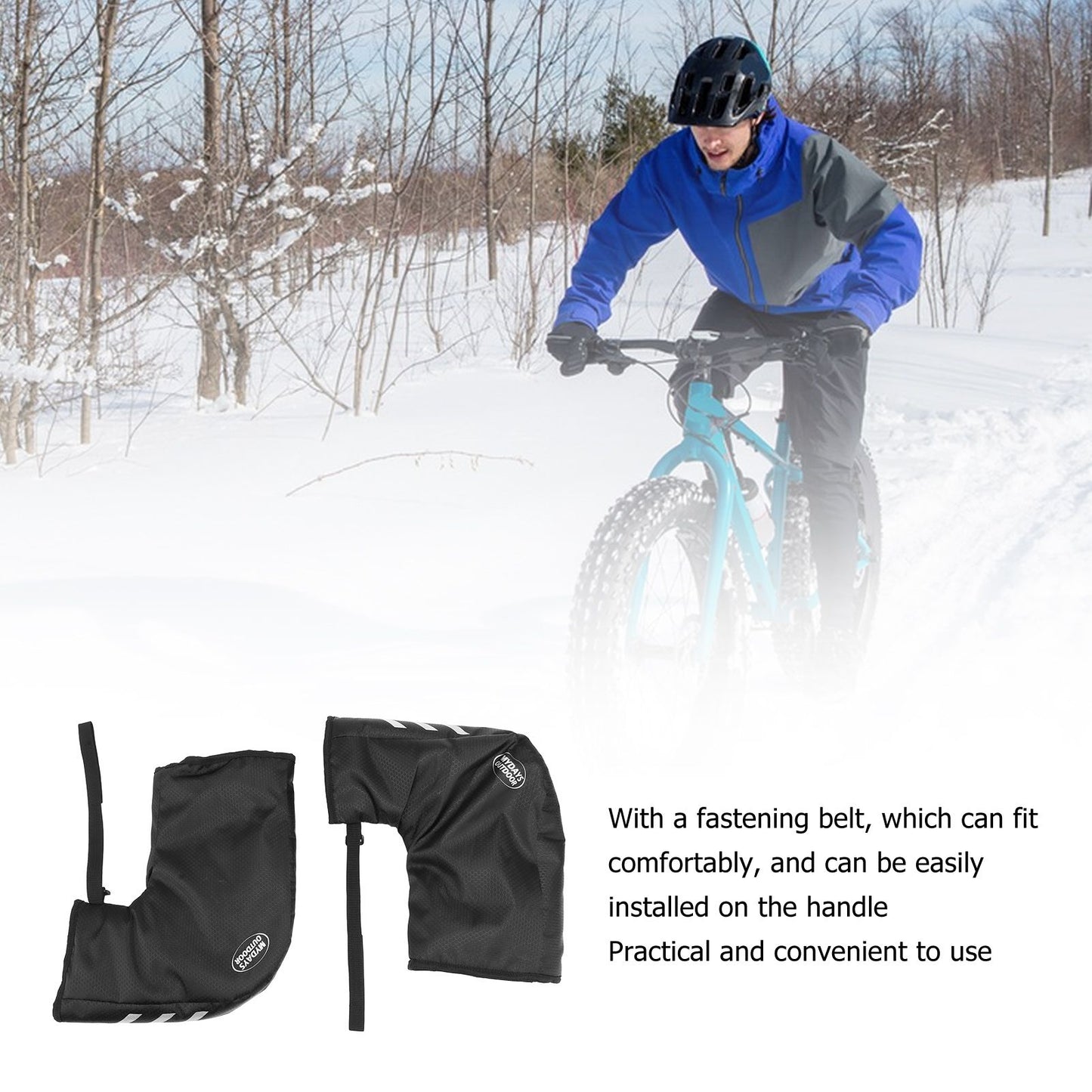 One Pair Bike Handlebar Gloves Waterproof Reflective Bike Handlebar Hand Protector for Winter Cycling V1294-YM0512-3111220302011