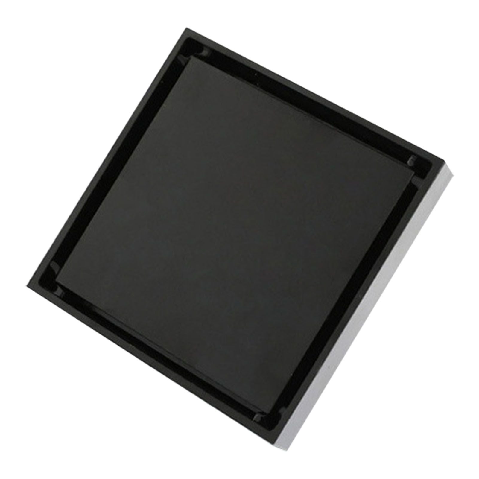 4 Inch Square Invisible Shower Drain Stainless Steel Anti Odor Bathroom Floor Drain 1.3mm Tileable Black V1294-YM0512-3112220070911