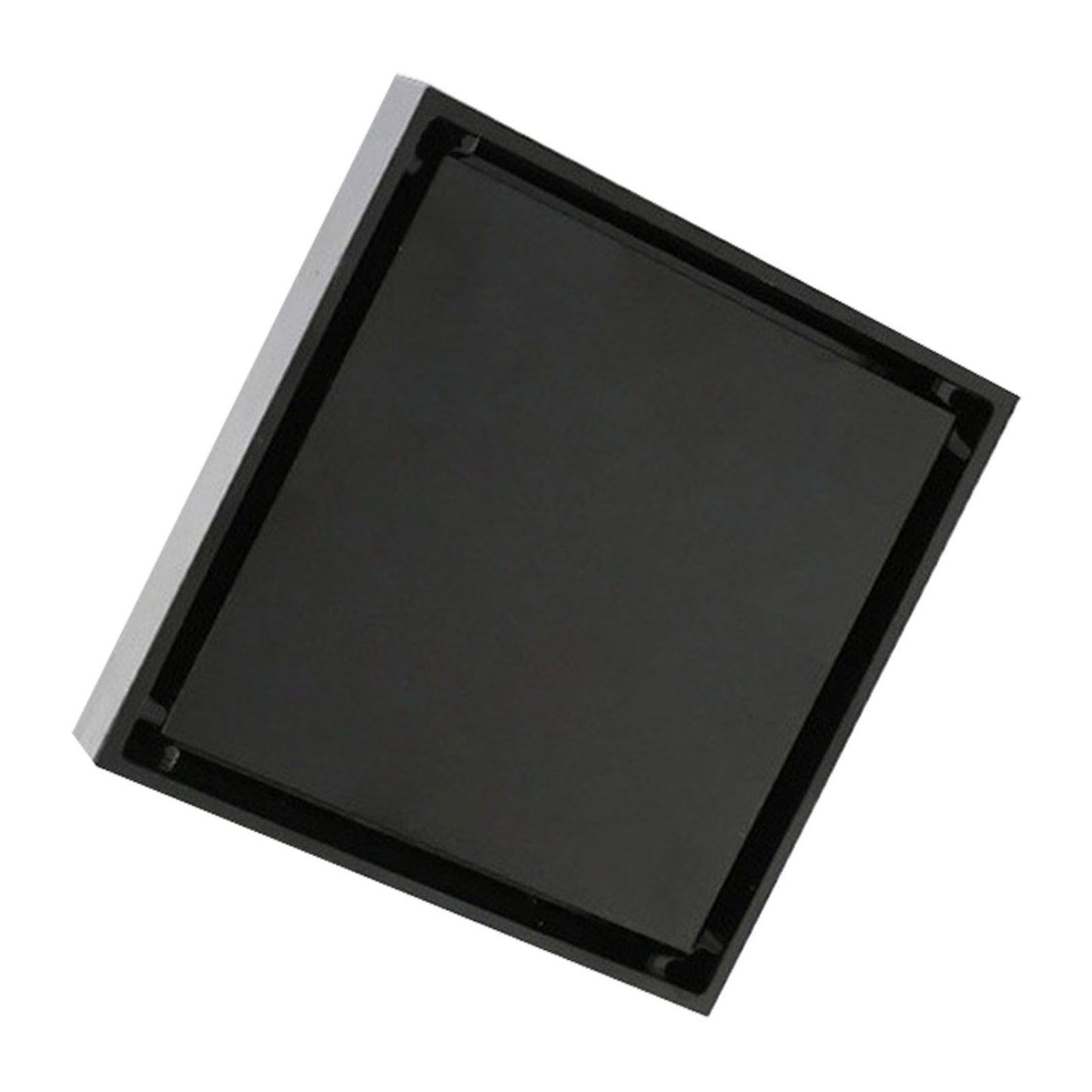 4 Inch Square Invisible Shower Drain Stainless Steel Anti Odor Bathroom Floor Drain 1.3mm Tileable Black V1294-YM0512-3112220070911