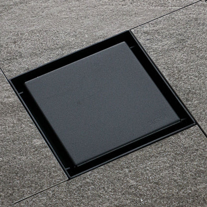 4 Inch Square Invisible Shower Drain Stainless Steel Anti Odor Bathroom Floor Drain 1.3mm Tileable Black V1294-YM0512-3112220070911