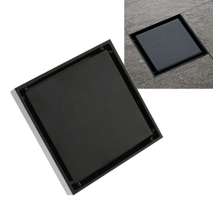 4 Inch Square Invisible Shower Drain Stainless Steel Anti Odor Bathroom Floor Drain 1.3mm Tileable Black V1294-YM0512-3112220070911