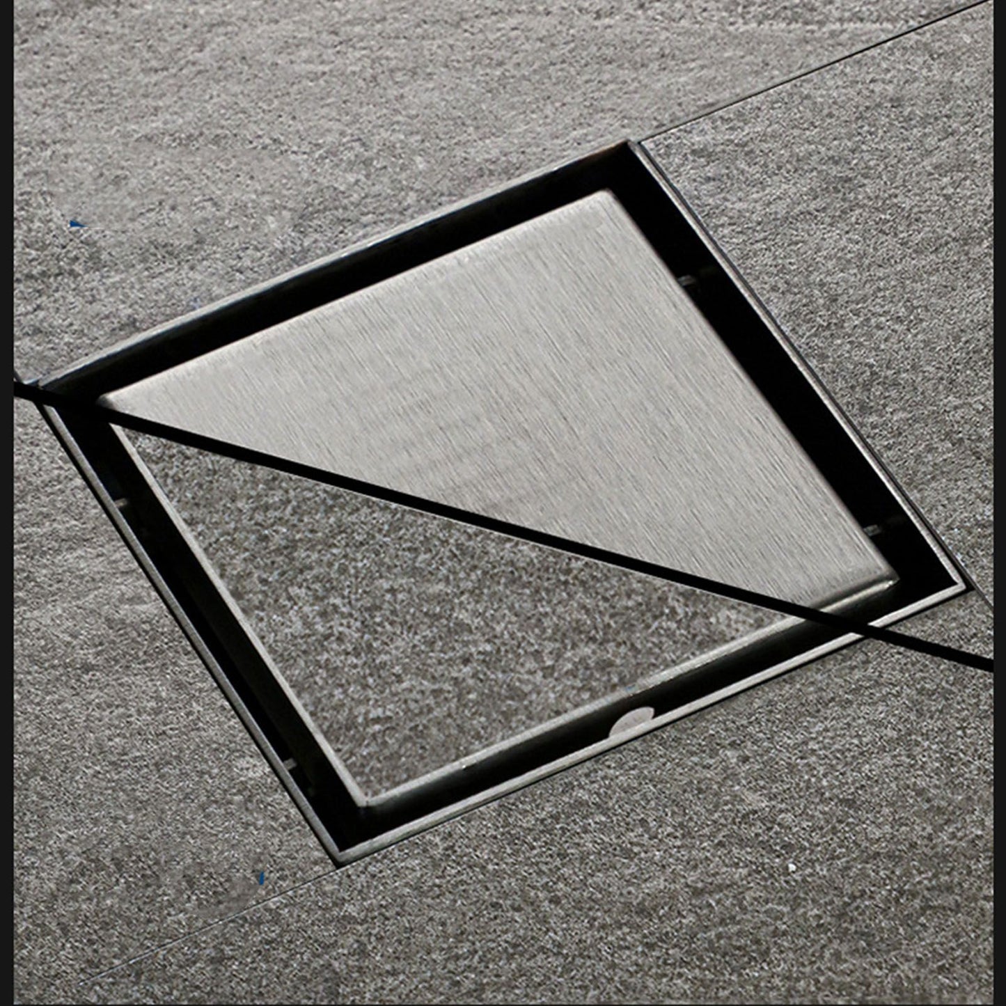 4 Inch Square Invisible Shower Drain Stainless Steel Anti Odor Bathroom Floor Drain 1.3mm Tileable Black V1294-YM0512-3112220070911