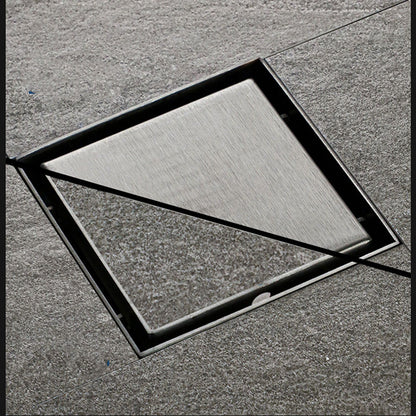 4 Inch Square Invisible Shower Drain Stainless Steel Anti Odor Bathroom Floor Drain 1.3mm Tileable Black V1294-YM0512-3112220070911