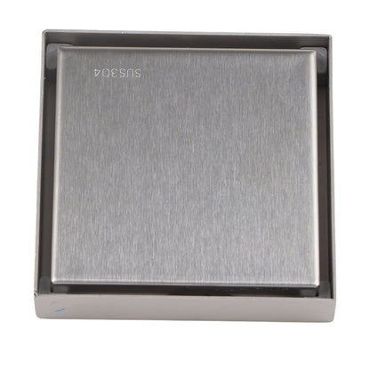 4 Inch Square Invisible Shower Drain Stainless Steel Anti Odor Bathroom Floor Drain 1.3mm Tileable Brushed V1294-YM0512-3112220070913