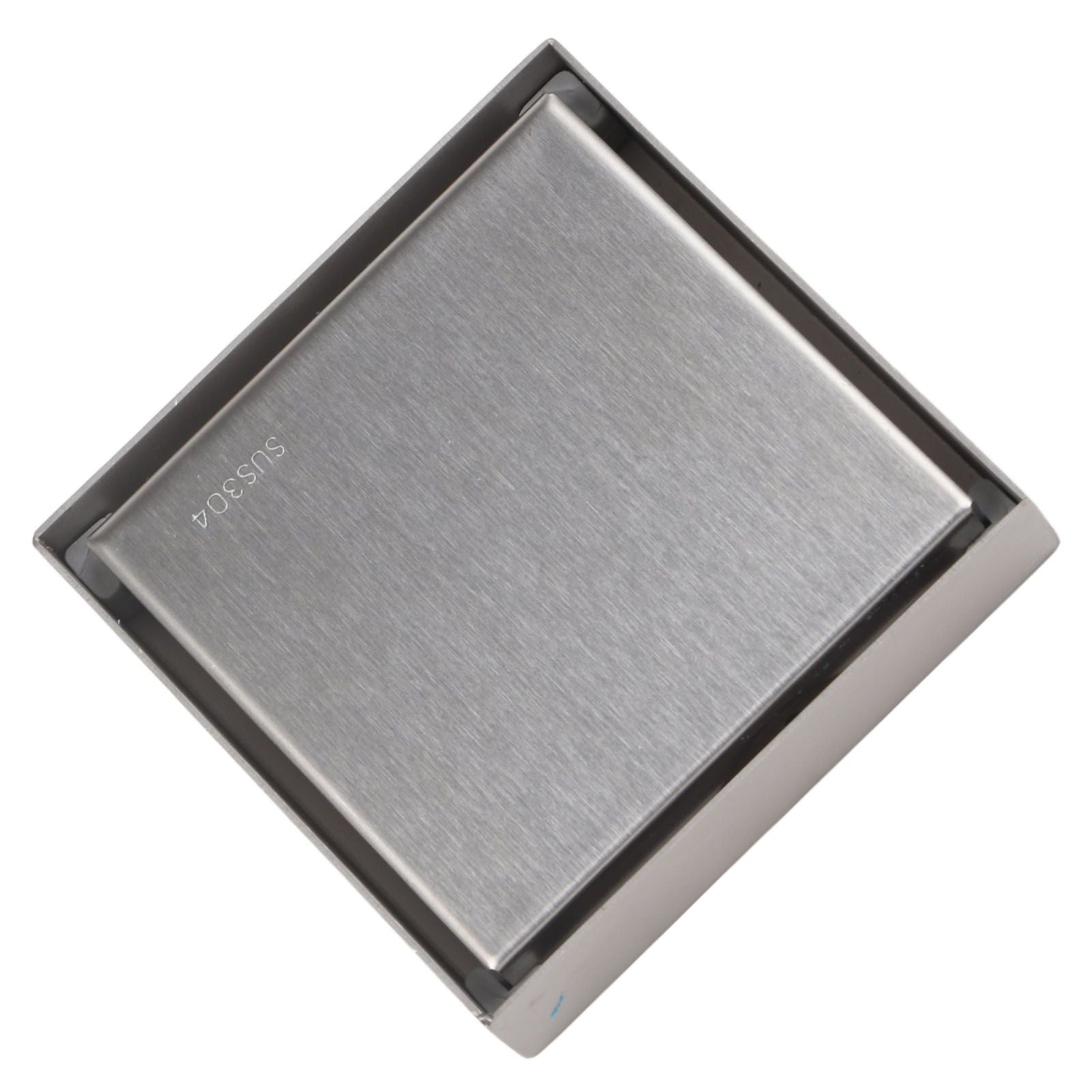 4 Inch Square Invisible Shower Drain Stainless Steel Anti Odor Bathroom Floor Drain 1.3mm Tileable Brushed V1294-YM0512-3112220070913
