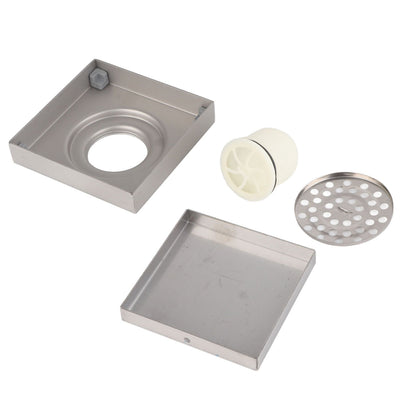 4 Inch Square Invisible Shower Drain Stainless Steel Anti Odor Bathroom Floor Drain 1.3mm Tileable Brushed V1294-YM0512-3112220070913