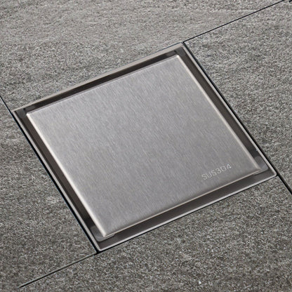 4 Inch Square Invisible Shower Drain Stainless Steel Anti Odor Bathroom Floor Drain 1.3mm Tileable Brushed V1294-YM0512-3112220070913