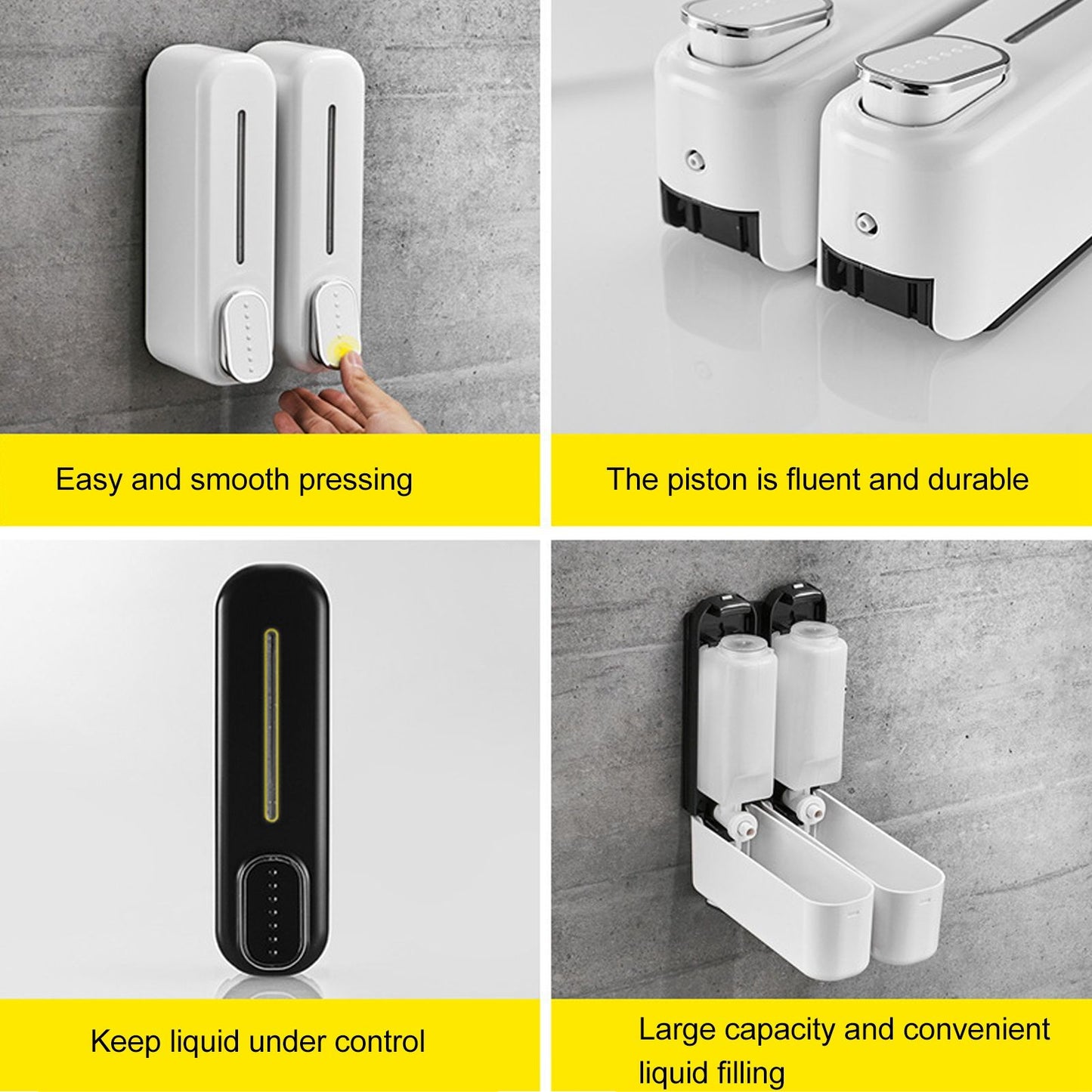 300ml Manual Soap Dispenser Press ABS Wall Mounted Shower Gel Container for Home Hotel White V1294-YM0512-3112220071511