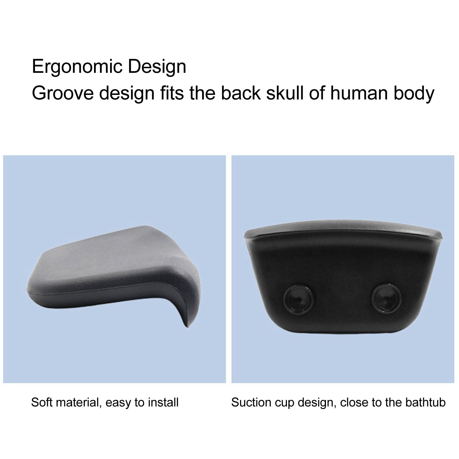 PU Bathing Massage Pillow with Suction Cups High Resilience Non Slip Bath Tub Spa Pillow V1294-YM0512-3112220075011