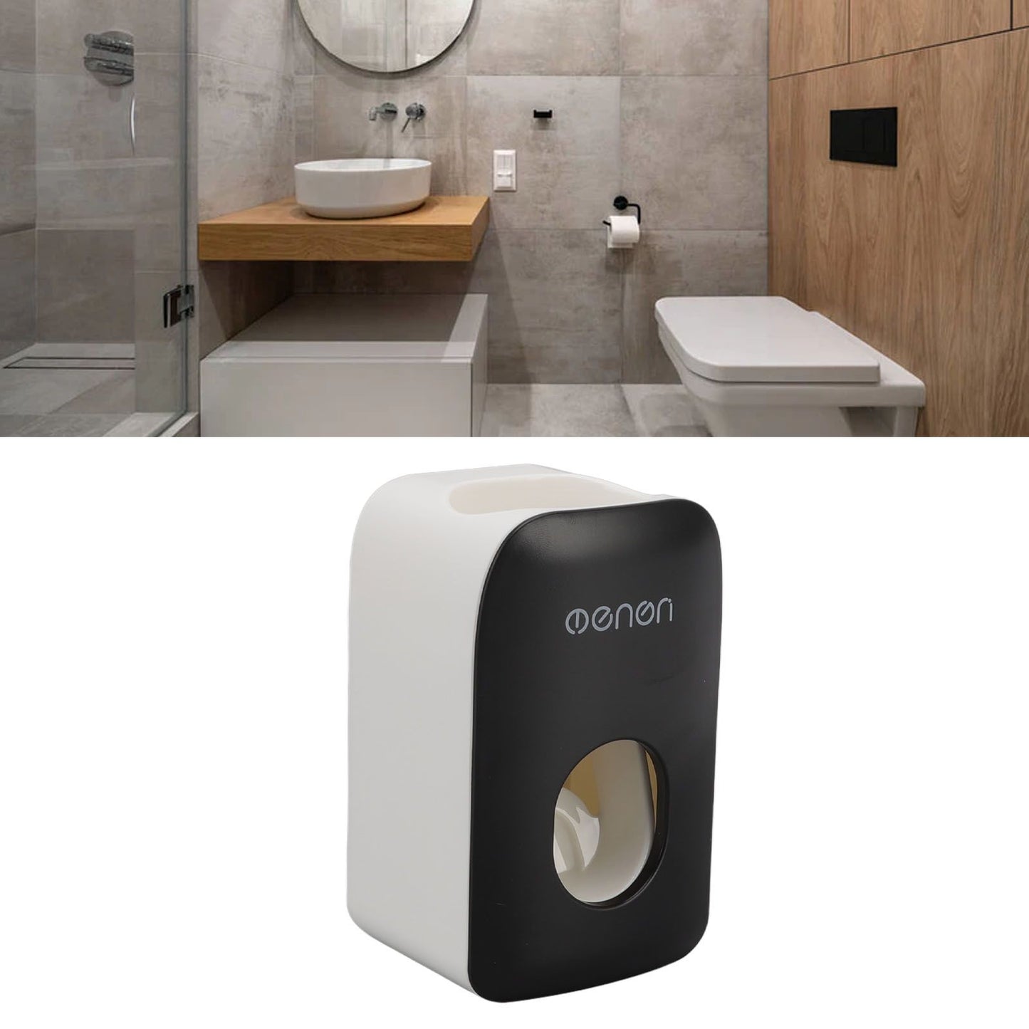 Automatic Toothpaste Dispenser Wall Mounted Adhesive Toothpaste Squeezer Holder for Bathroom Black V1294-YM0512-3112220075211