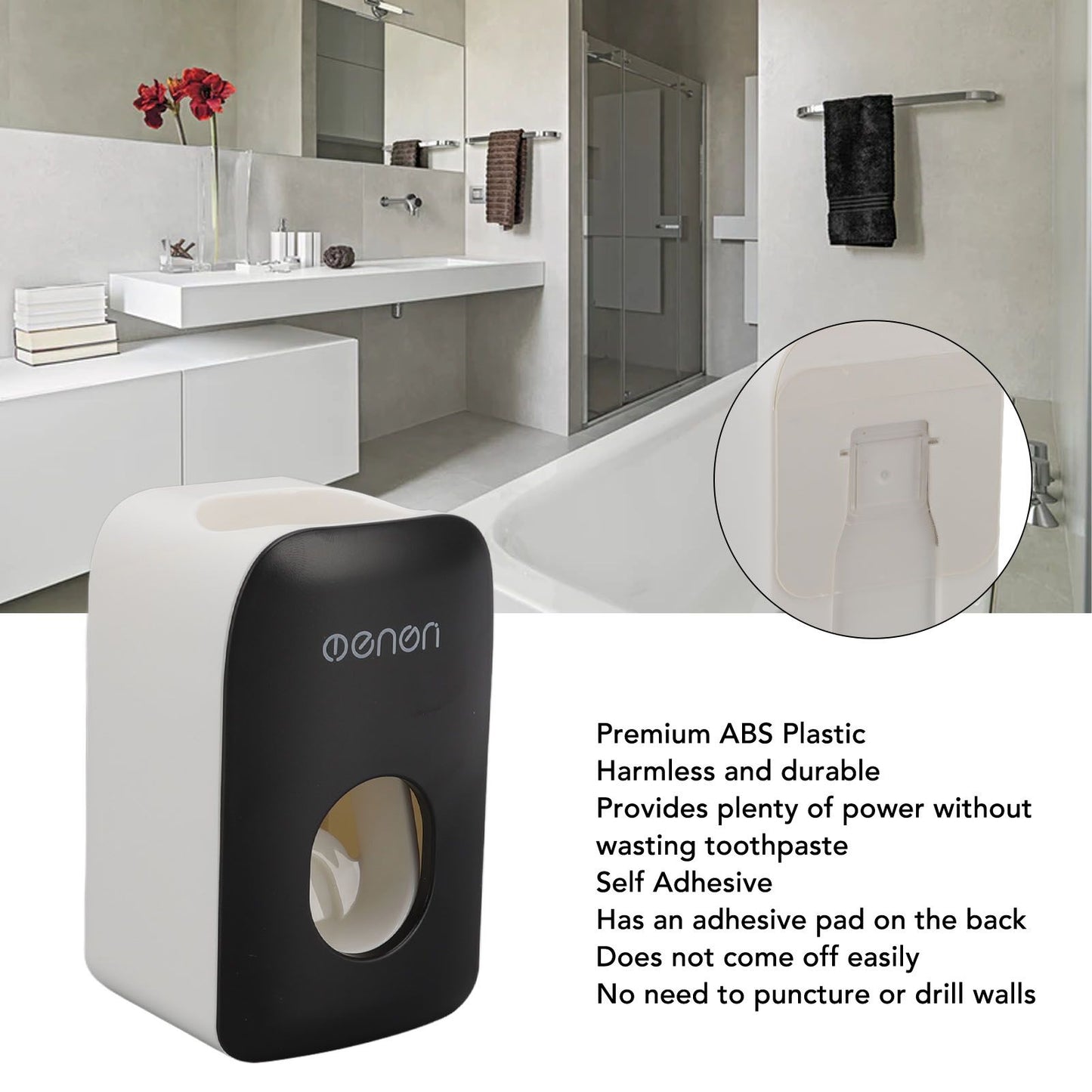 Automatic Toothpaste Dispenser Wall Mounted Adhesive Toothpaste Squeezer Holder for Bathroom Black V1294-YM0512-3112220075211