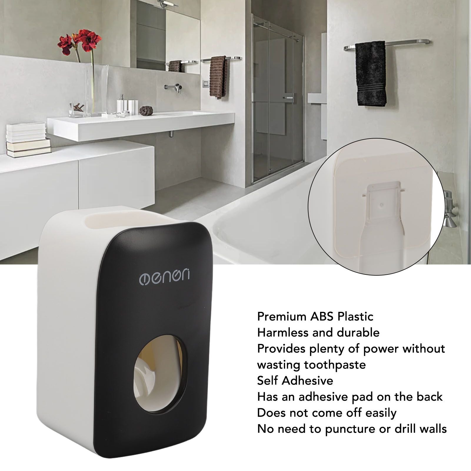 Automatic Toothpaste Dispenser Wall Mounted Adhesive Toothpaste Squeezer Holder for Bathroom Black V1294-YM0512-3112220075211