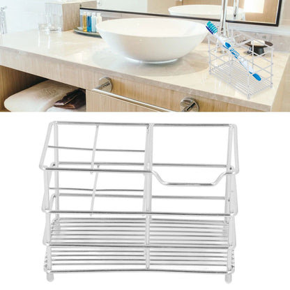 Stainless Steel Toothbrush Holder Multipurpose Toothbrush Toothpaste Holder for Bathroom Accessories Silver V1294-YM0512-3112220076311