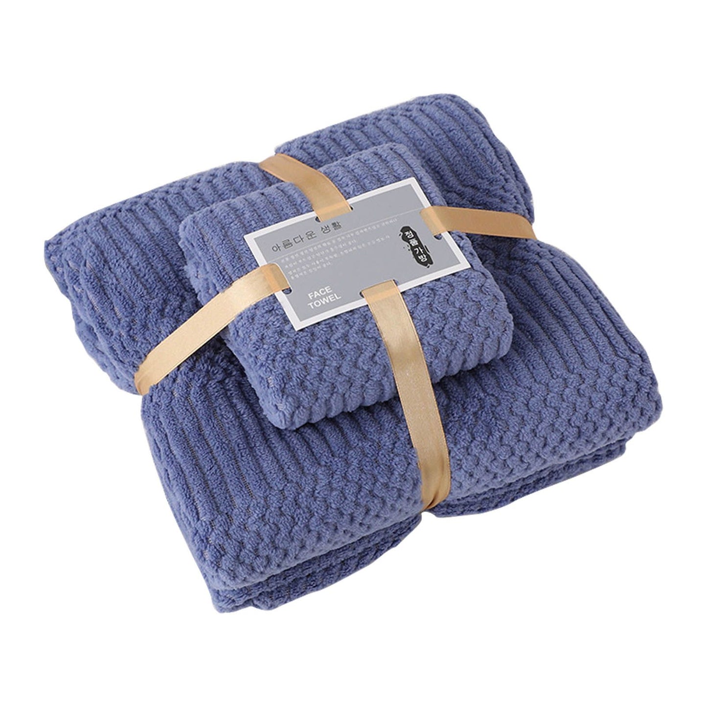 Bath Shower Towel Set Coral Fleece Quick Dry Highly Absorbent Soft Comfortable for Daily Use Dark Blue V1294-YM0512-3112220076712