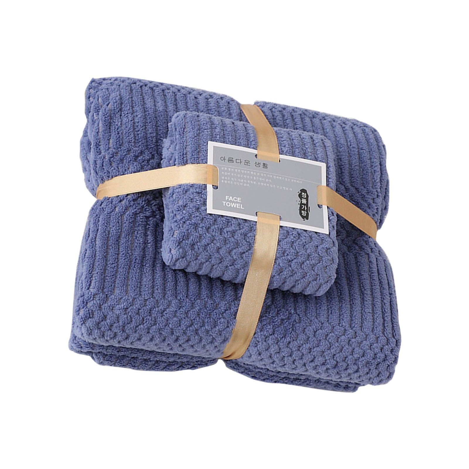 Bath Shower Towel Set Coral Fleece Quick Dry Highly Absorbent Soft Comfortable for Daily Use Dark Blue V1294-YM0512-3112220076712