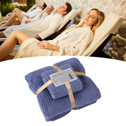 Bath Shower Towel Set Coral Fleece Quick Dry Highly Absorbent Soft Comfortable for Daily Use Dark Blue V1294-YM0512-3112220076712
