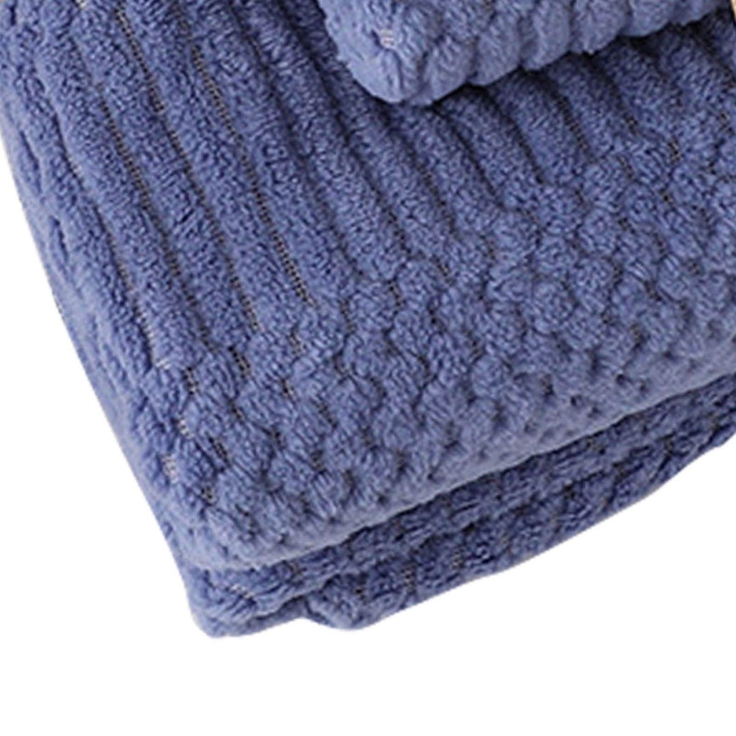 Bath Shower Towel Set Coral Fleece Quick Dry Highly Absorbent Soft Comfortable for Daily Use Dark Blue V1294-YM0512-3112220076712