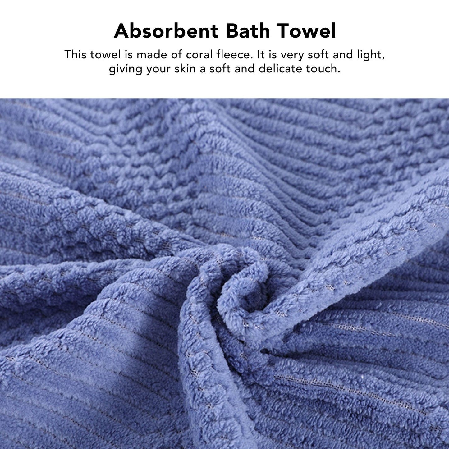 Bath Shower Towel Set Coral Fleece Quick Dry Highly Absorbent Soft Comfortable for Daily Use Dark Blue V1294-YM0512-3112220076712