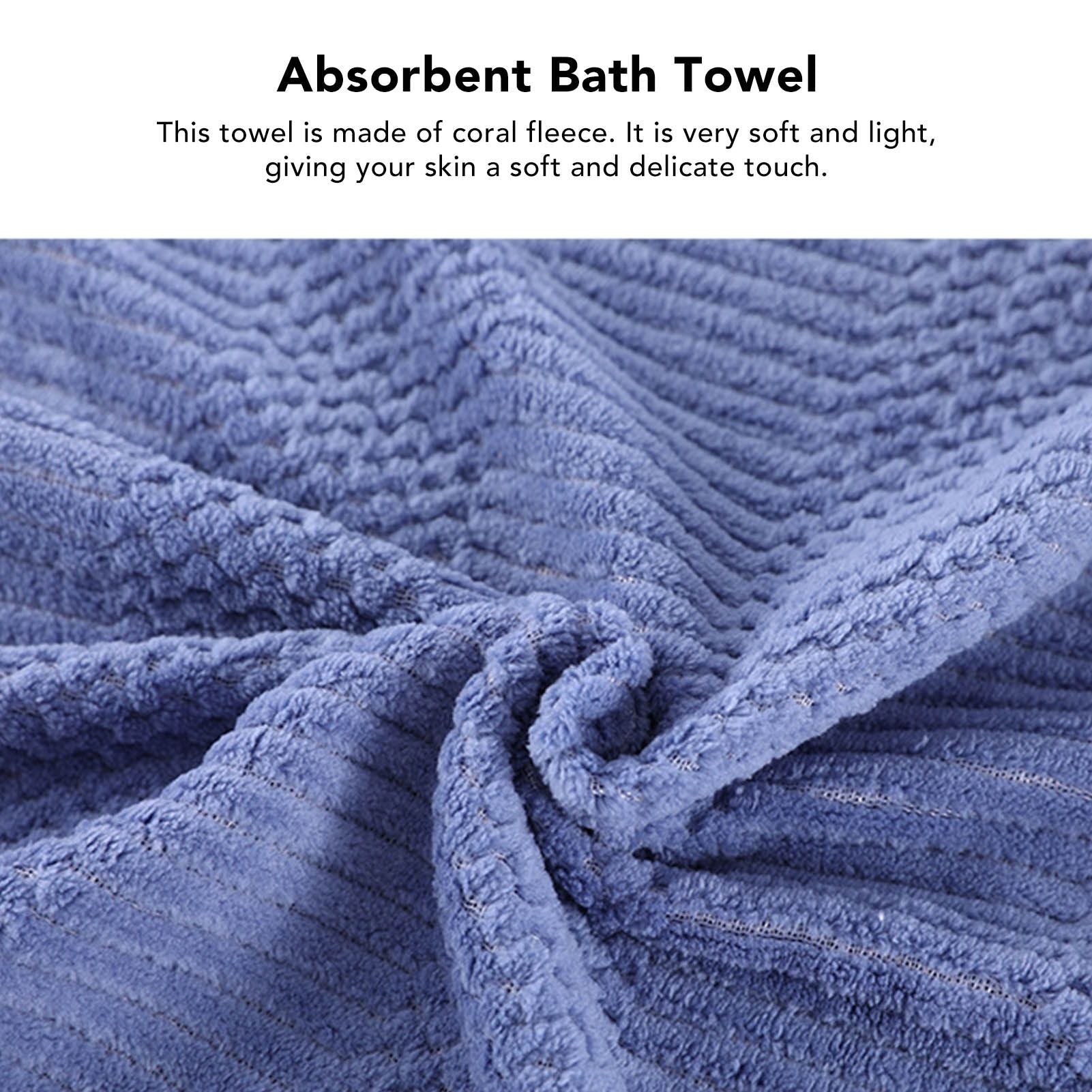 Bath Shower Towel Set Coral Fleece Quick Dry Highly Absorbent Soft Comfortable for Daily Use Dark Blue V1294-YM0512-3112220076712