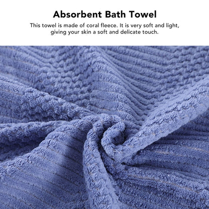 Bath Shower Towel Set Coral Fleece Quick Dry Highly Absorbent Soft Comfortable for Daily Use Dark Blue V1294-YM0512-3112220076712