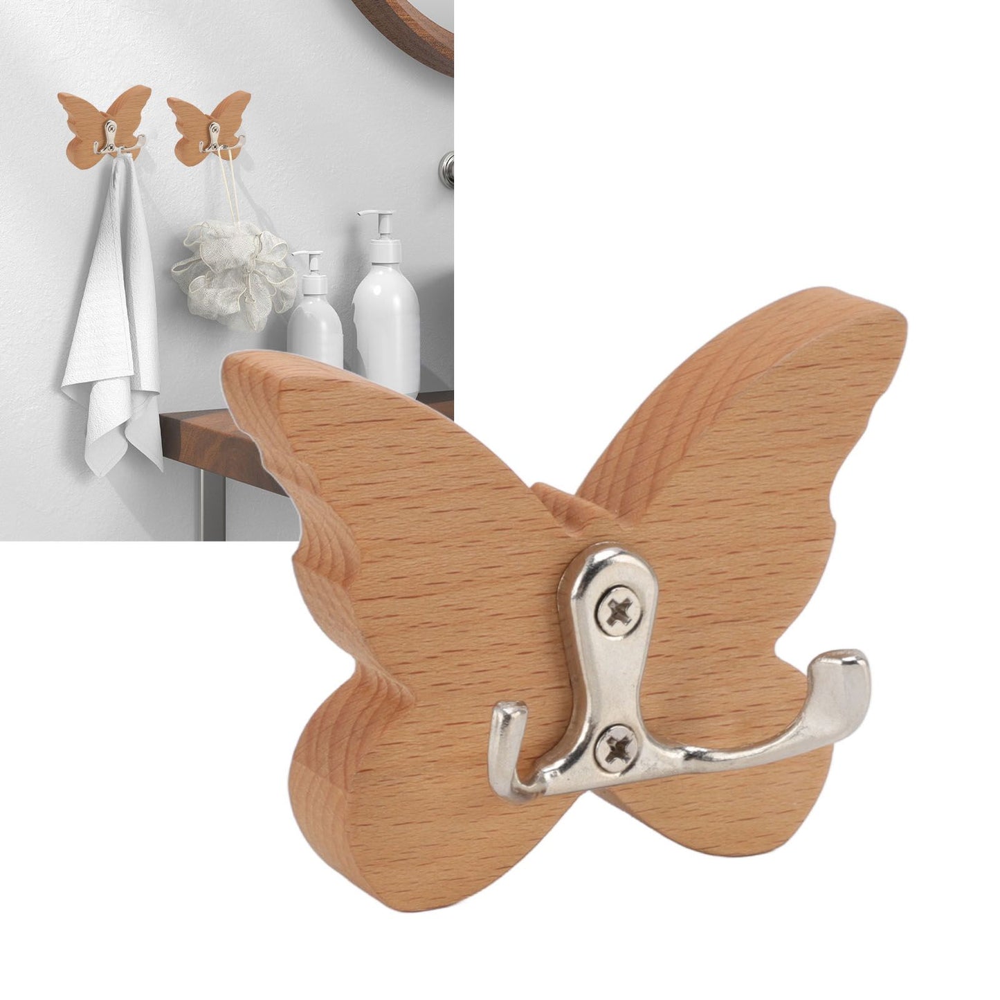 Wooden Butterfly Wall Hook Wood Wall Mounted Hanger for Coat Clothes Hat Towel V1294-YM0512-3112220076911