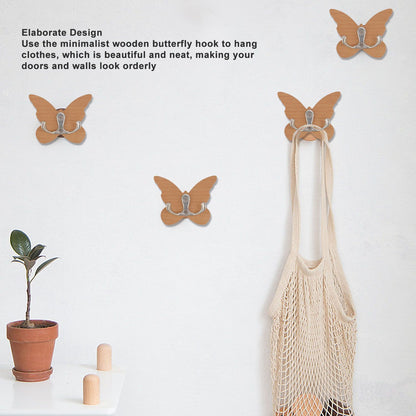 Wooden Butterfly Wall Hook Wood Wall Mounted Hanger for Coat Clothes Hat Towel V1294-YM0512-3112220076911