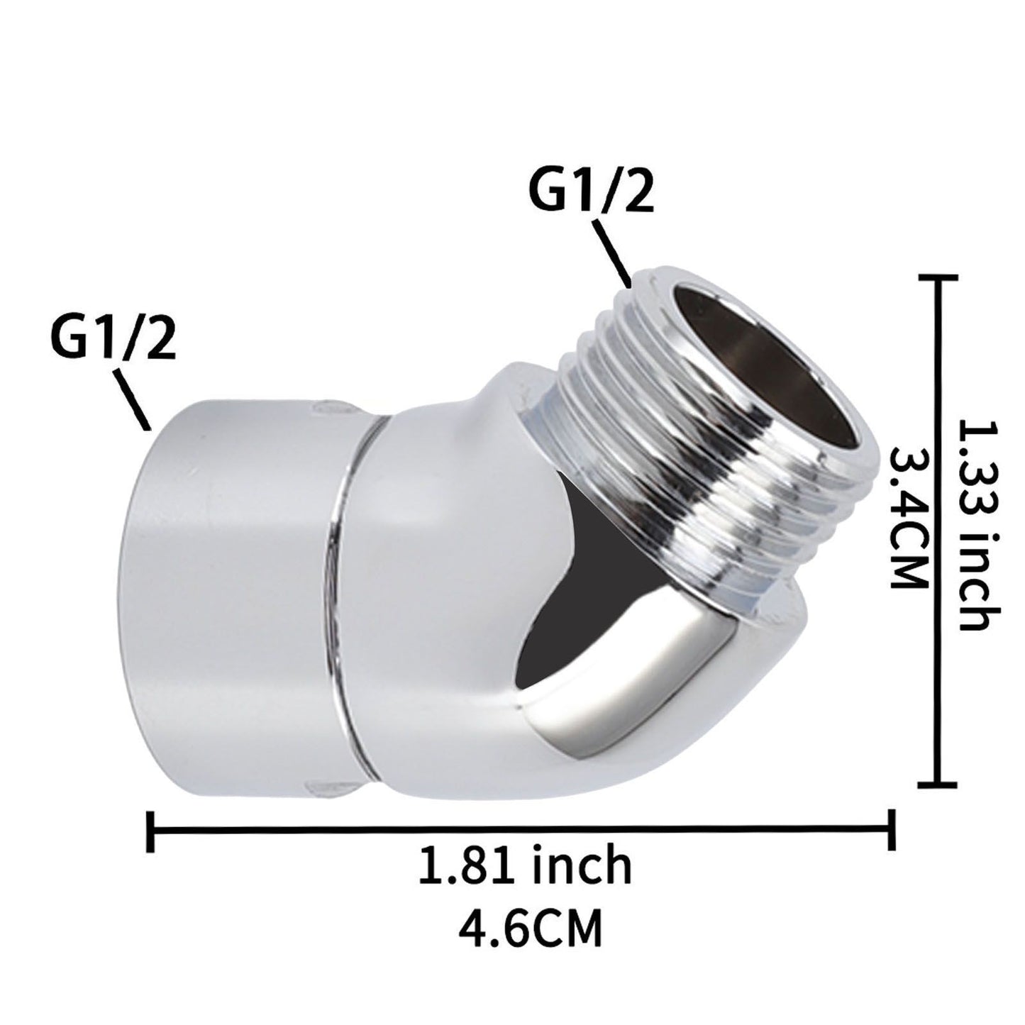 Handhold Shower Elbow Adapter 135 Degrees Shower Head Brass Elbow Adapter Shower Accessories G1/2in V1294-YM0512-3112220077311