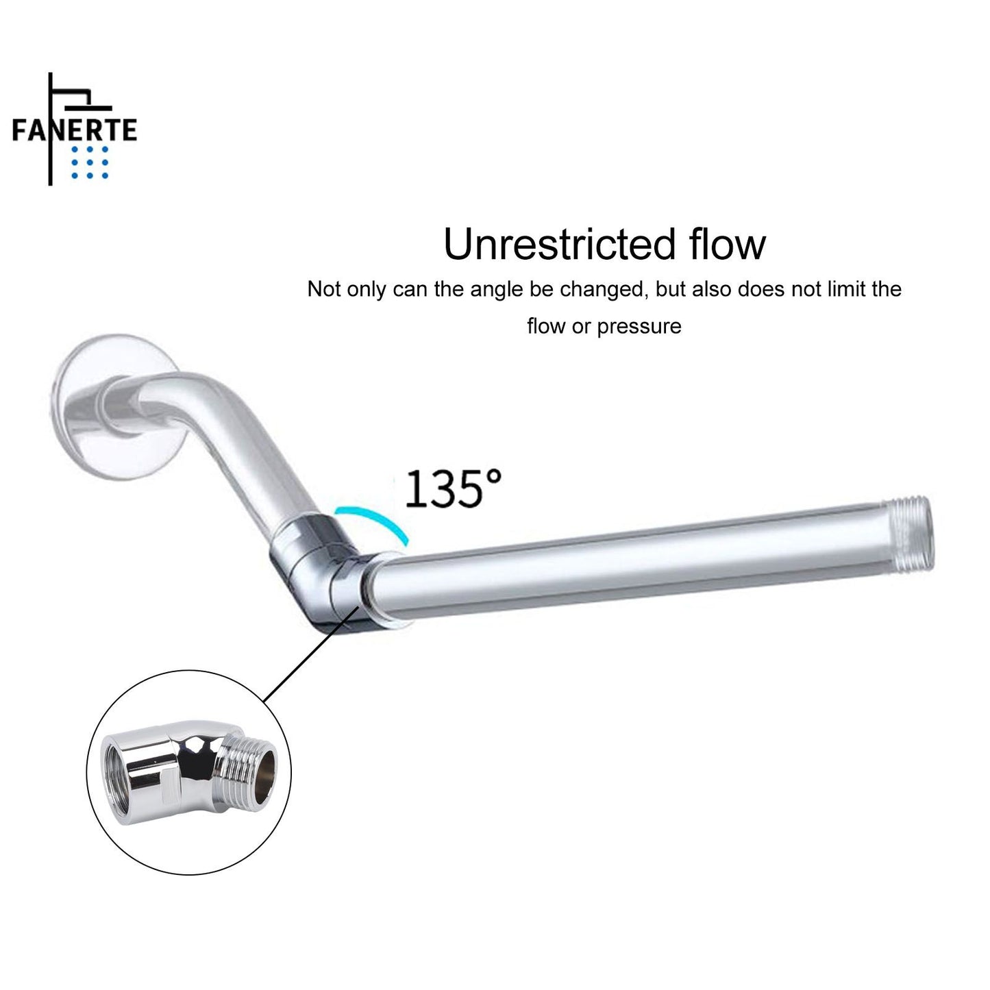 Handhold Shower Elbow Adapter 135 Degrees Shower Head Brass Elbow Adapter Shower Accessories G1/2in V1294-YM0512-3112220077311