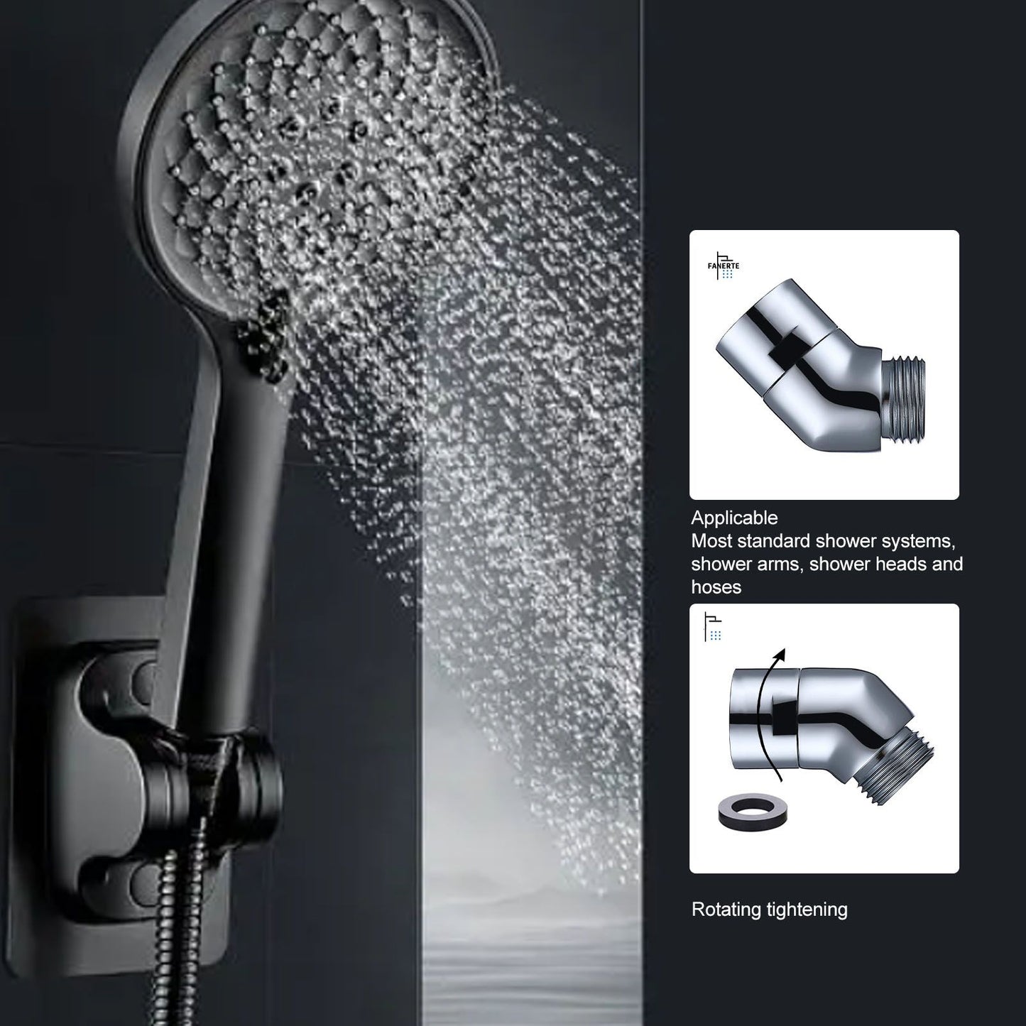 Handhold Shower Elbow Adapter 135 Degrees Shower Head Brass Elbow Adapter Shower Accessories G1/2in V1294-YM0512-3112220077311
