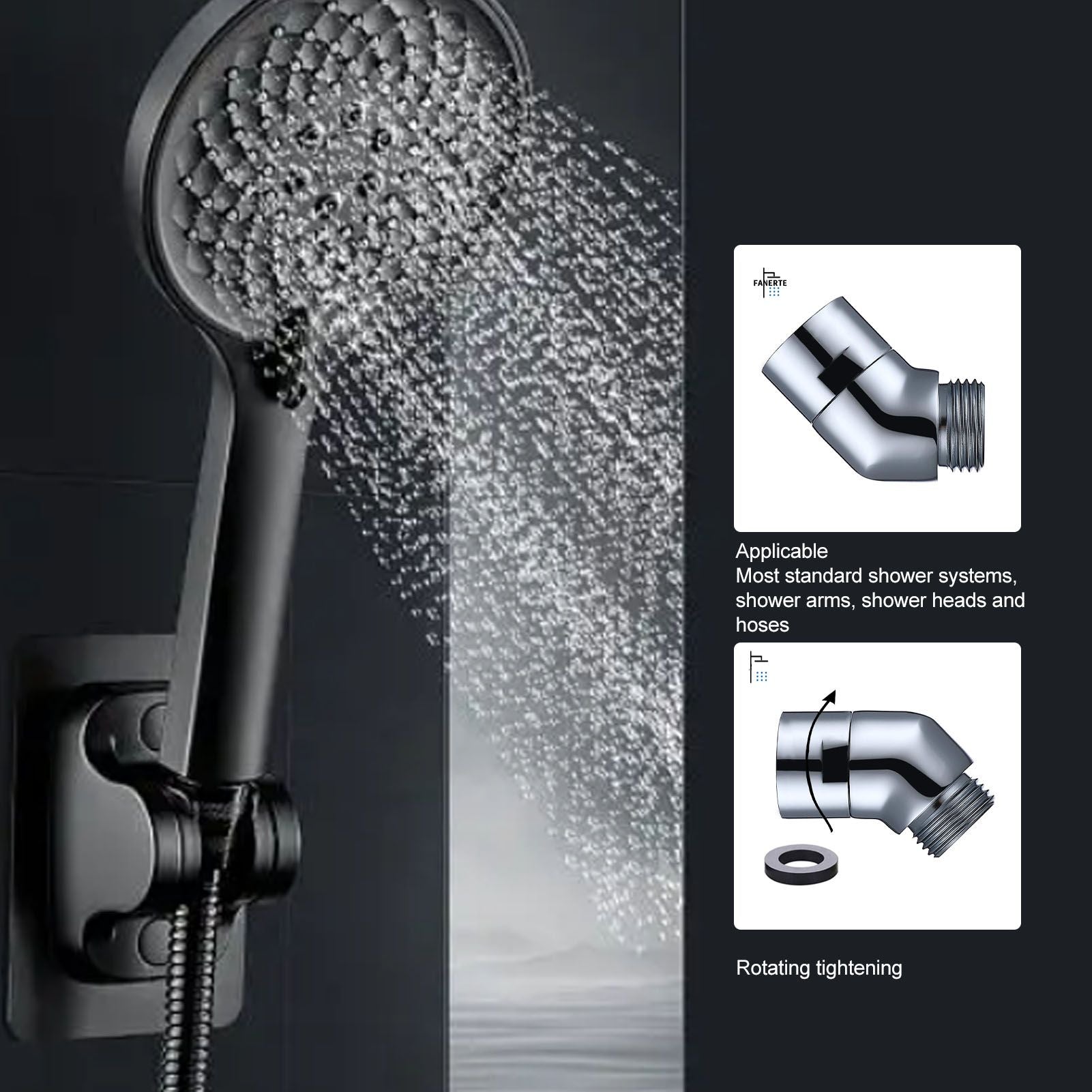 Handhold Shower Elbow Adapter 135 Degrees Shower Head Brass Elbow Adapter Shower Accessories G1/2in V1294-YM0512-3112220077311
