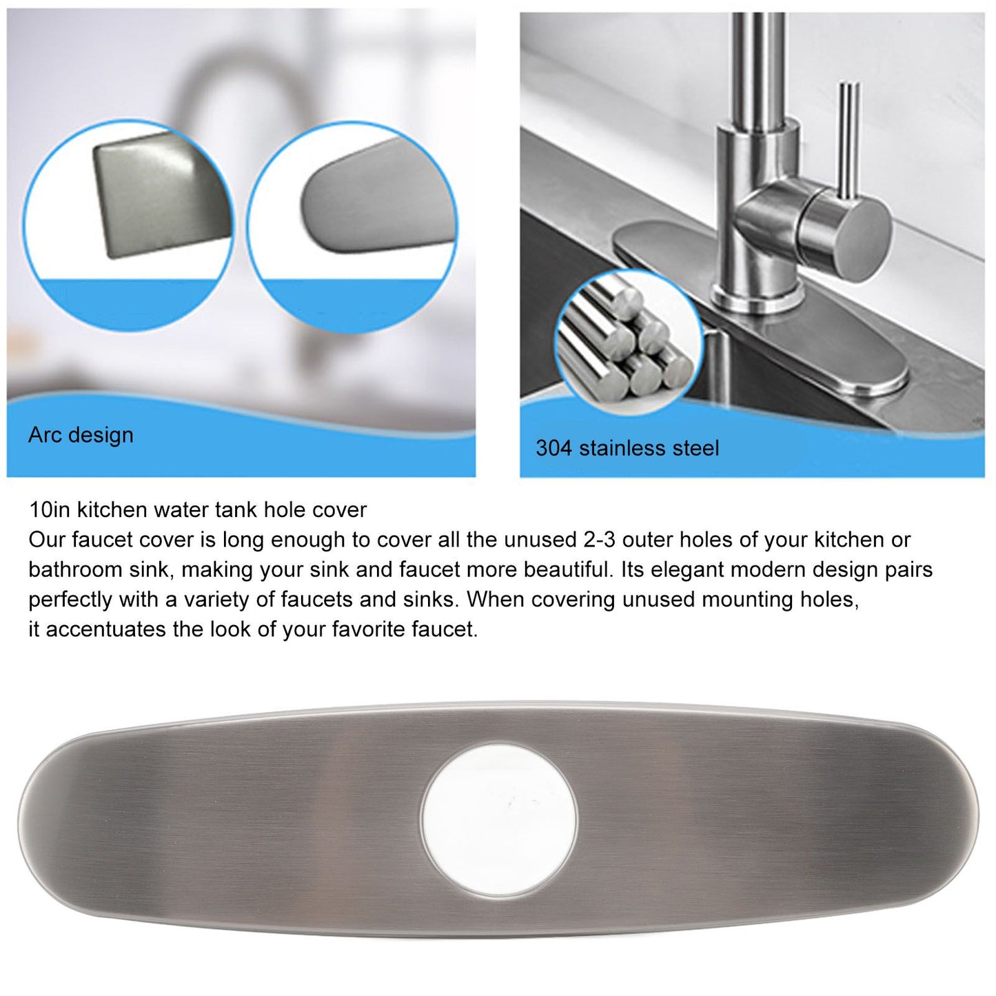 Sink Faucet Hole Cover Deck Plate Brushed 304 Stainless Steel Fishplate Bottom Plate Kitchen Faucet V1294-YM0512-3112220077411
