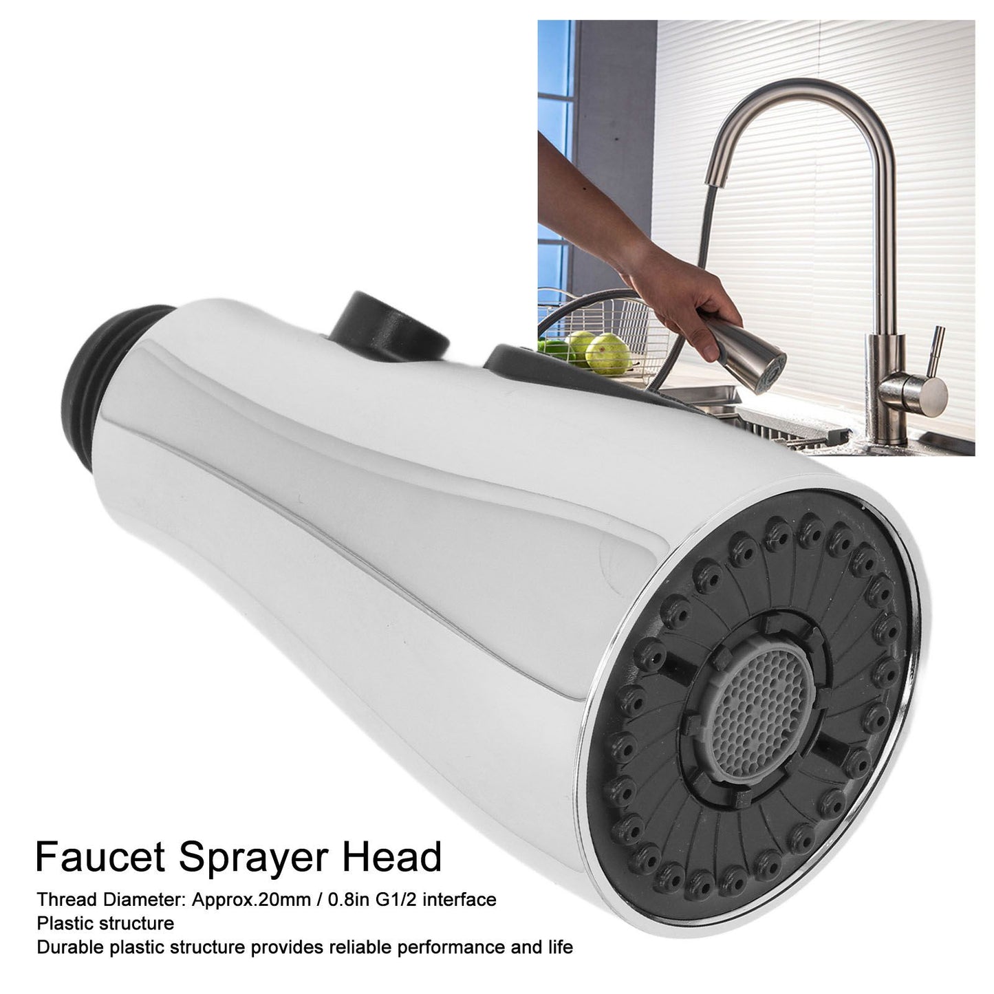 Kitchen Faucet Sprayer Head Replacement Bathroom Pull Down Faucet Sprayer Nozzle for G1/2 Connector V1294-YM0512-3112220078311