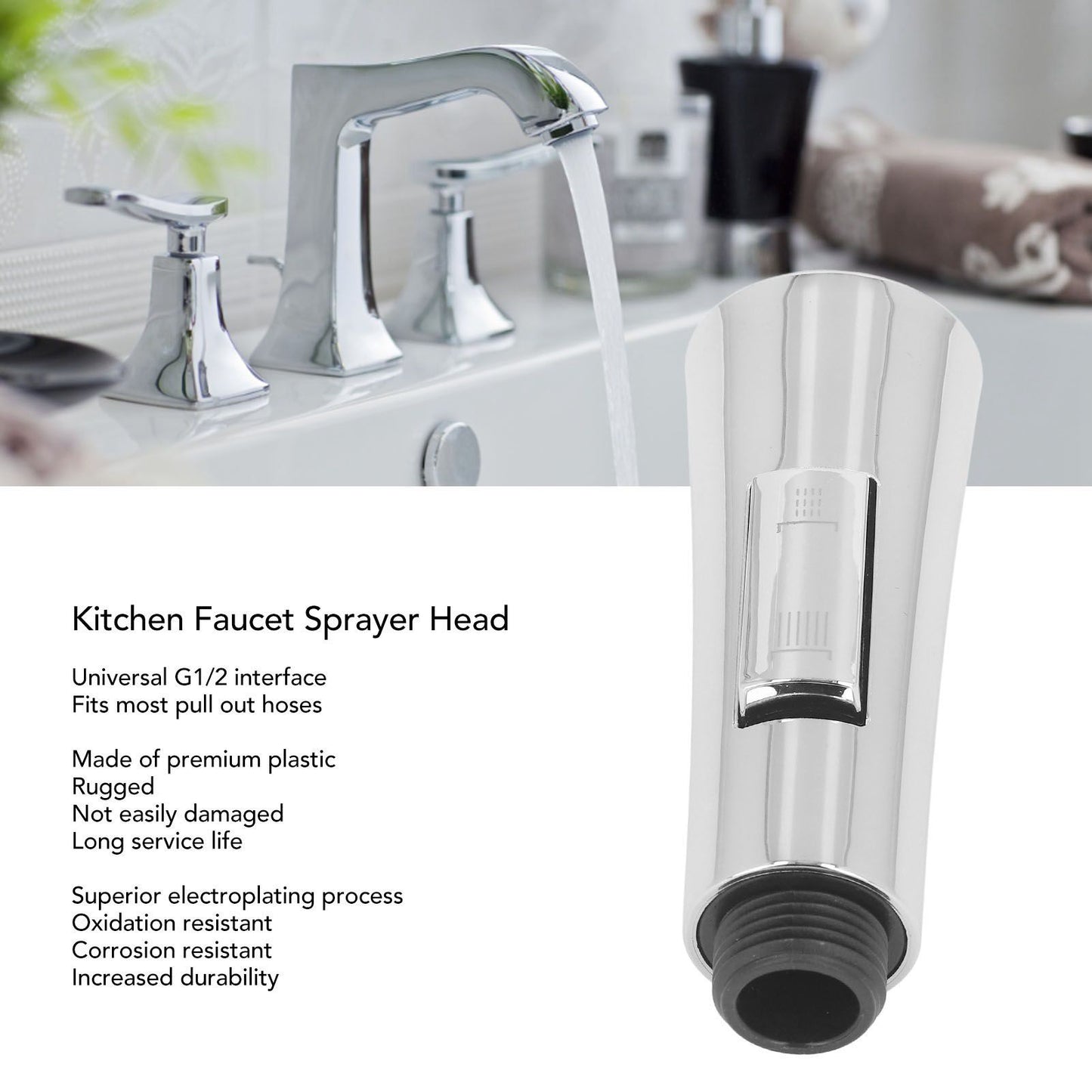 Kitchen Faucet Sprayer Head Universal G1/2 Interface Pull Down Kitchen Faucet Head Replacement for Bathroon V1294-YM0512-3112220078511