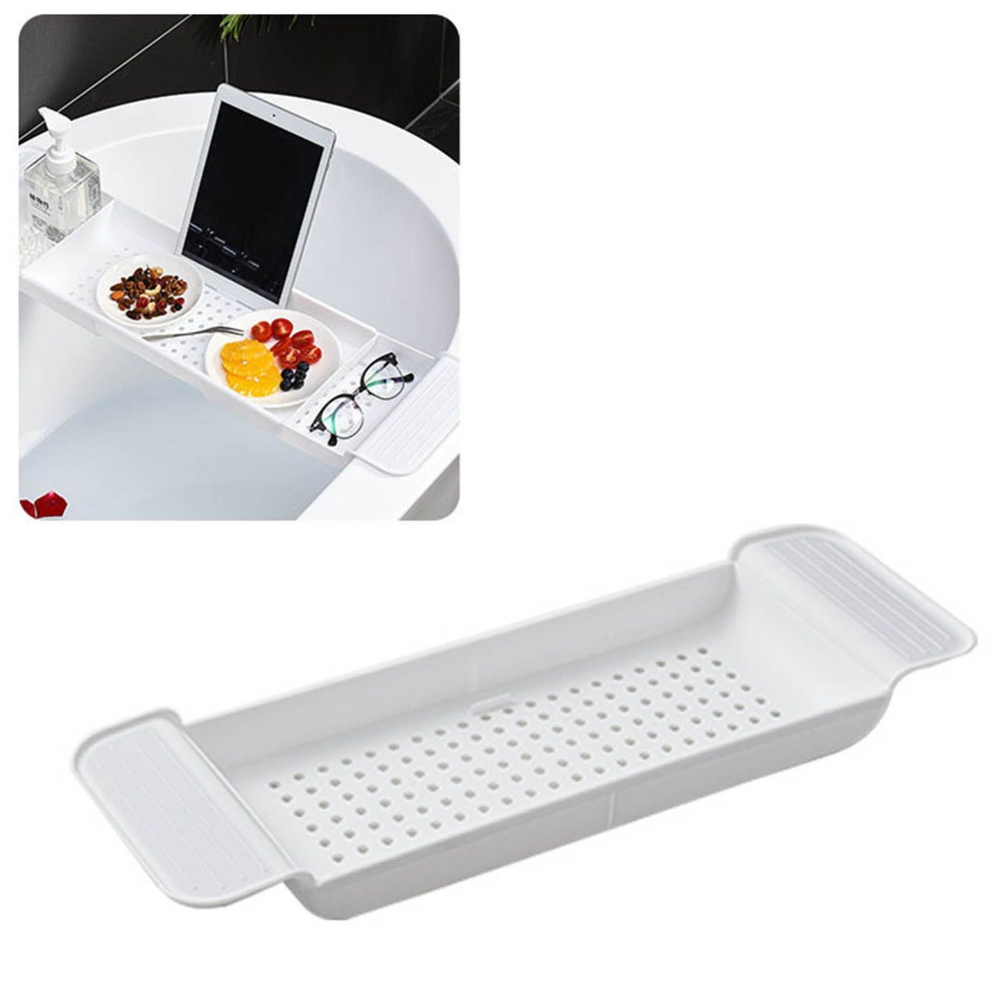 Bathtub Tray Stable Placement Expandable Plastic Material Draining Design Bath Caddy Tub Table for Bathroom V1294-YM0512-3112220078811