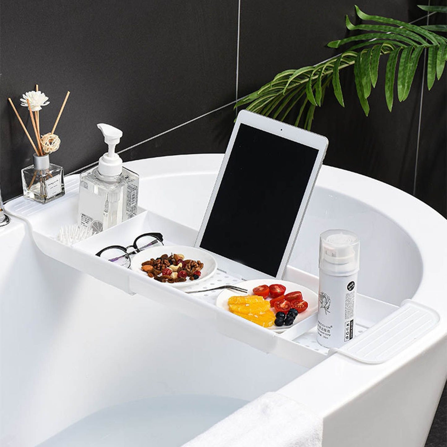 Bathtub Tray Stable Placement Expandable Plastic Material Draining Design Bath Caddy Tub Table for Bathroom V1294-YM0512-3112220078811