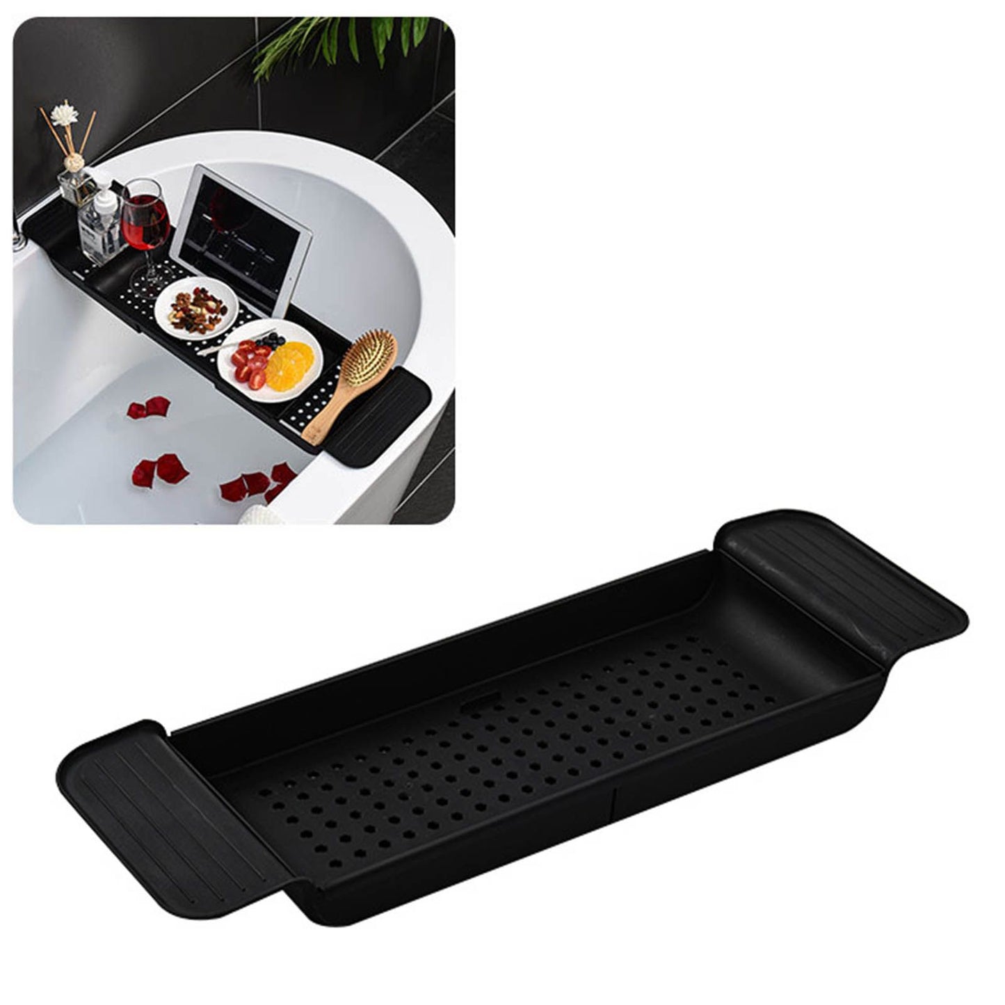 Bathtub Tray Stable Placement Expandable Plastic Material Draining Design Bath Caddy Tub Table for Bathroom V1294-YM0512-3112220078812