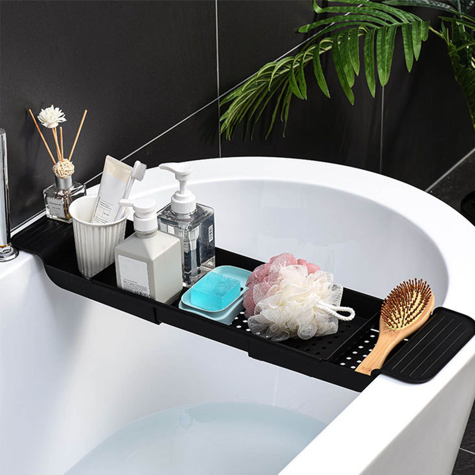 Bathtub Tray Stable Placement Expandable Plastic Material Draining Design Bath Caddy Tub Table for Bathroom V1294-YM0512-3112220078812