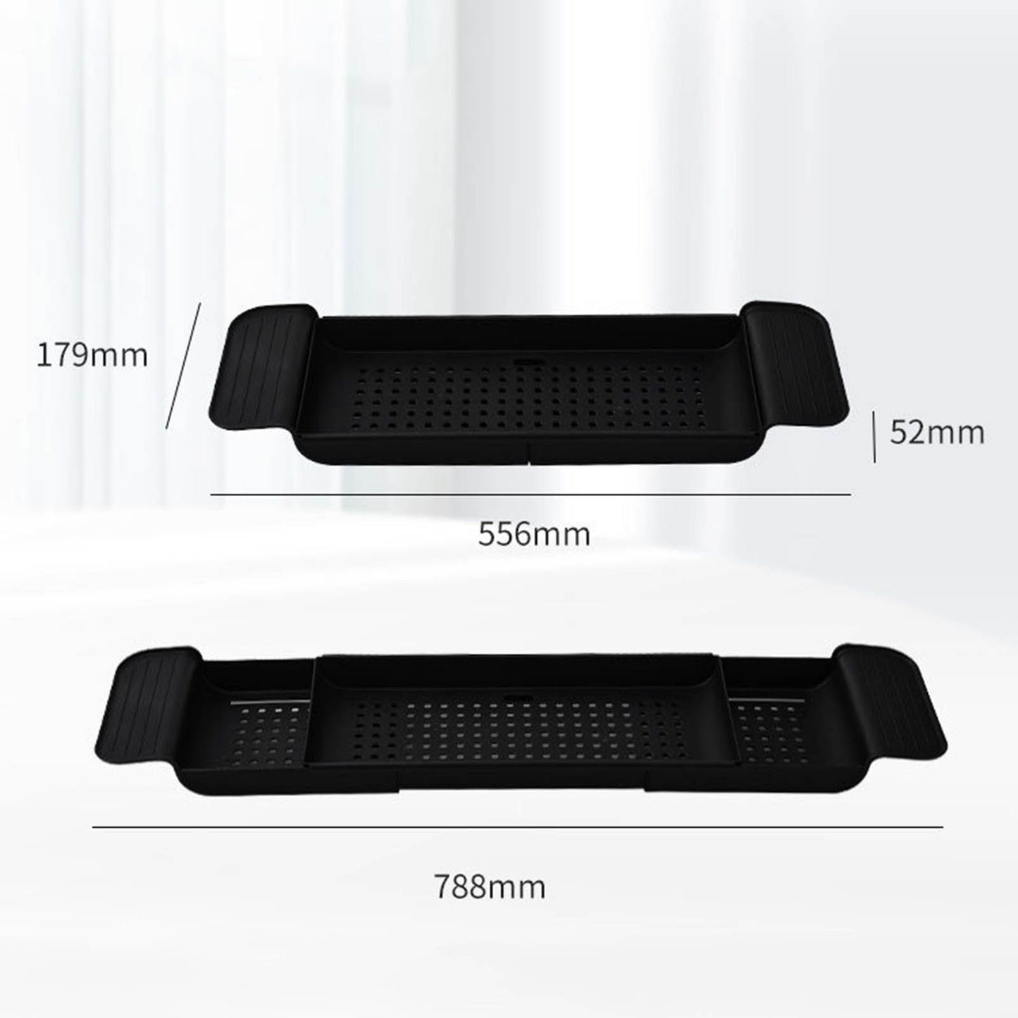 Bathtub Tray Stable Placement Expandable Plastic Material Draining Design Bath Caddy Tub Table for Bathroom V1294-YM0512-3112220078812