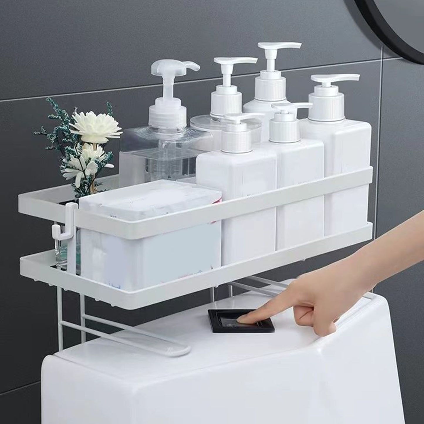 Toilet Shelf Thickening Waterproof Large Capacity Nail Free Installation Iron Over Toilet Bathroom Organizer V1294-YM0512-3112220079011