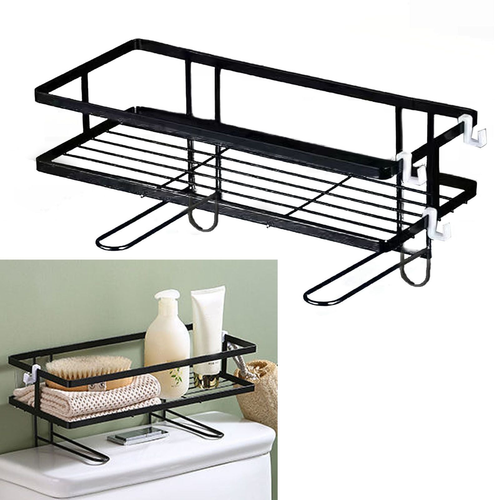Toilet Shelf Thickening Waterproof Large Capacity Nail Free Installation Iron Over Toilet Bathroom Organizer V1294-YM0512-3112220079012