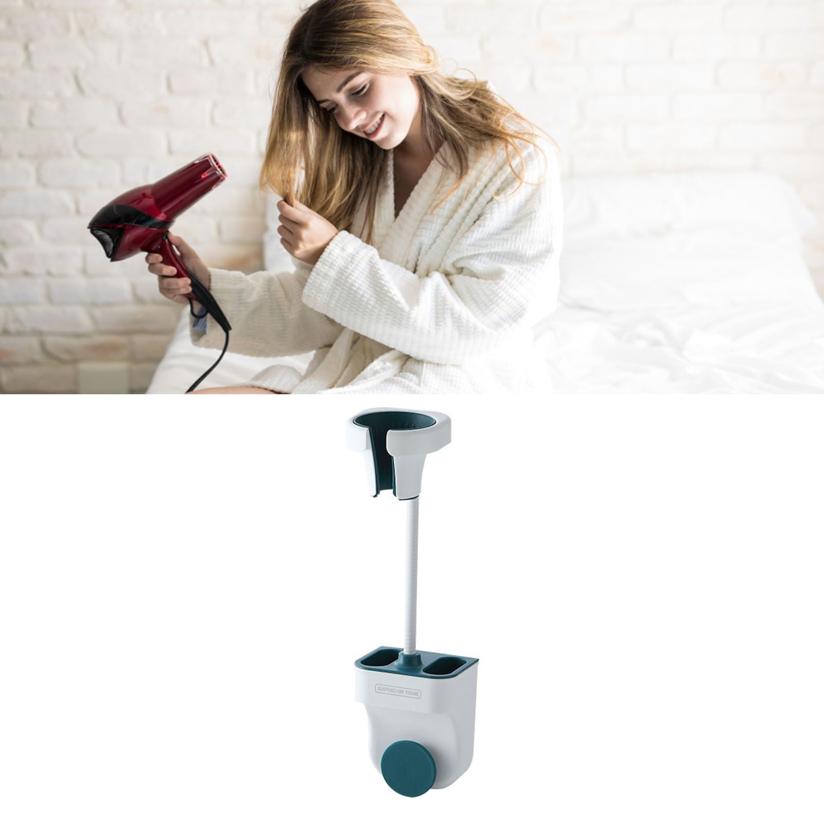 Hair Dryer Holder Wall Mount Punch Free Bracket Support Stand for Bathroom Home Hotel Blue V1294-YM0512-3112220079912