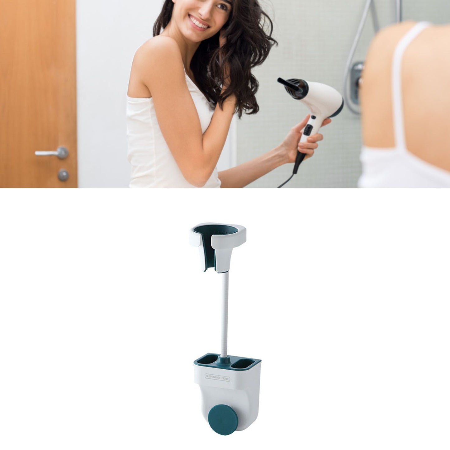 Hair Dryer Holder Wall Mount Punch Free Bracket Support Stand for Bathroom Home Hotel Blue V1294-YM0512-3112220079912