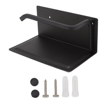 Wall Mounted Tissue Holder Toilet Tissue Bracket Bathroom Paper Roll Hanger with Phone Shelf Black V1294-YM0512-3112220081111