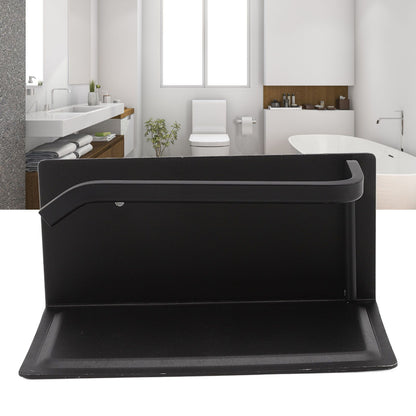 Wall Mounted Tissue Holder Toilet Tissue Bracket Bathroom Paper Roll Hanger with Phone Shelf Black V1294-YM0512-3112220081111