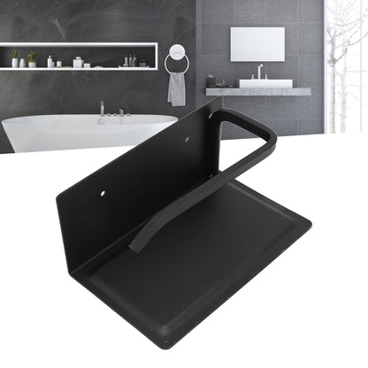 Wall Mounted Tissue Holder Toilet Tissue Bracket Bathroom Paper Roll Hanger with Phone Shelf Black V1294-YM0512-3112220081111