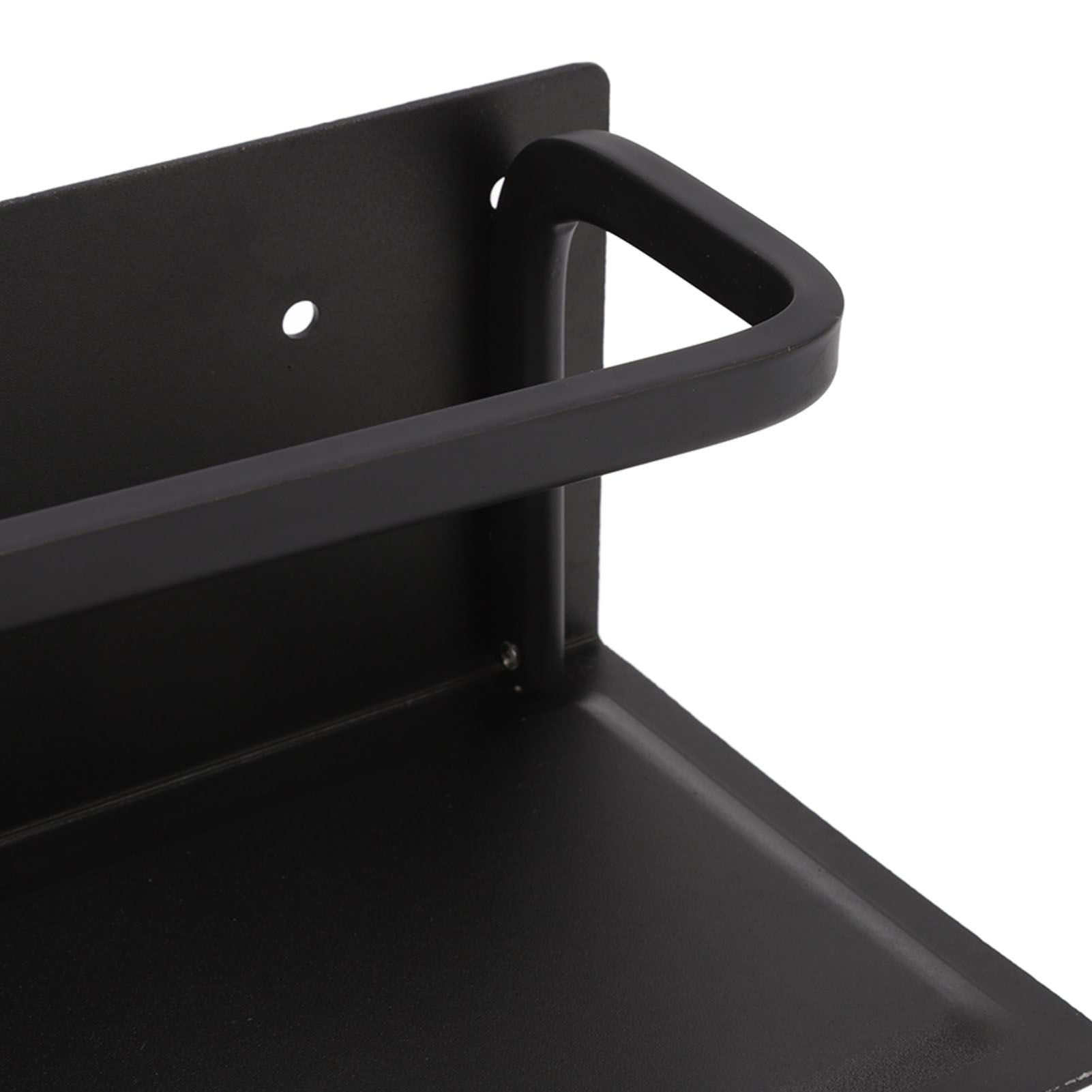 Wall Mounted Tissue Holder Toilet Tissue Bracket Bathroom Paper Roll Hanger with Phone Shelf Black V1294-YM0512-3112220081111