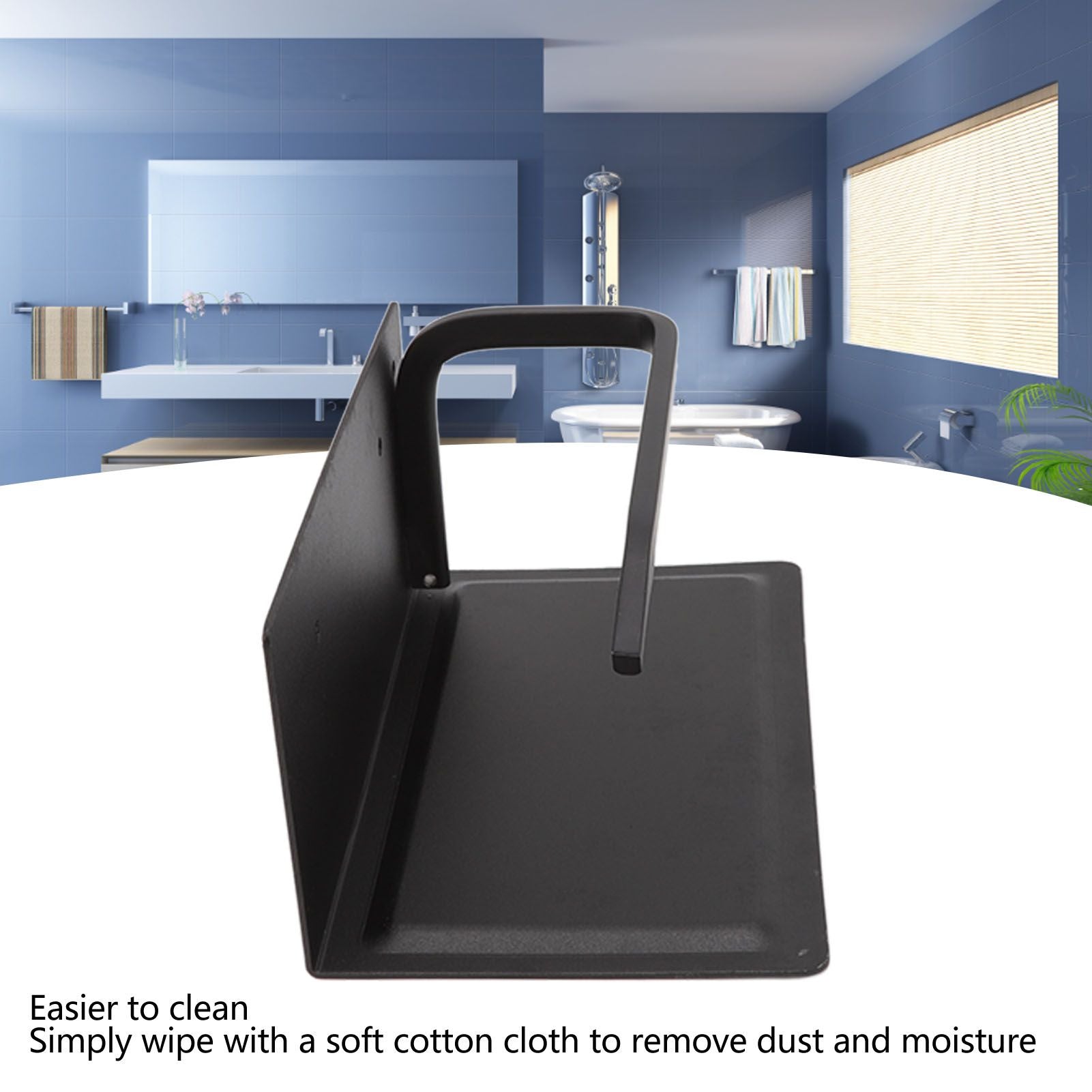 Wall Mounted Tissue Holder Toilet Tissue Bracket Bathroom Paper Roll Hanger with Phone Shelf Black V1294-YM0512-3112220081111